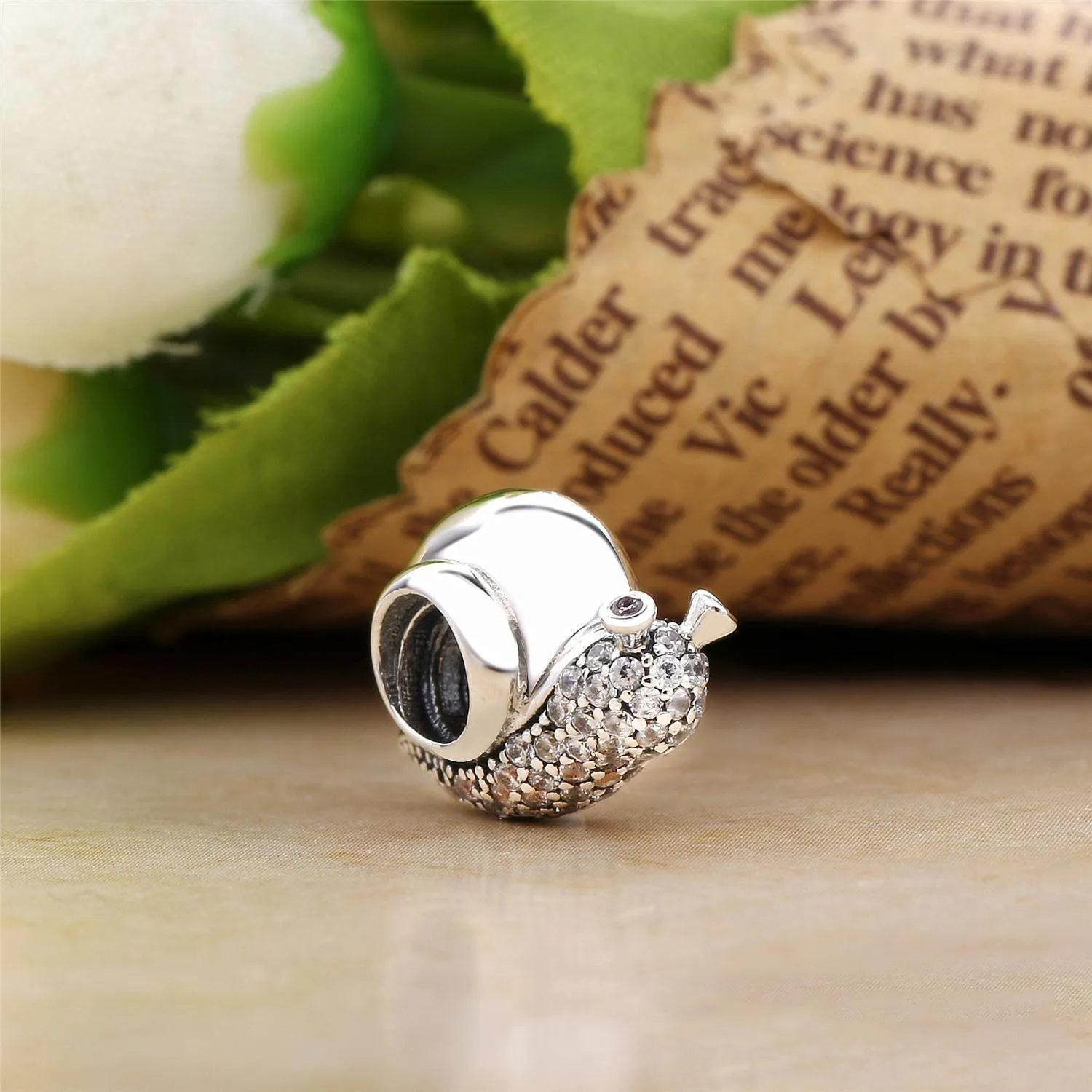 PANDORA Sparkling Snail Charm, Clear & Orchid CZ - 797063CZ