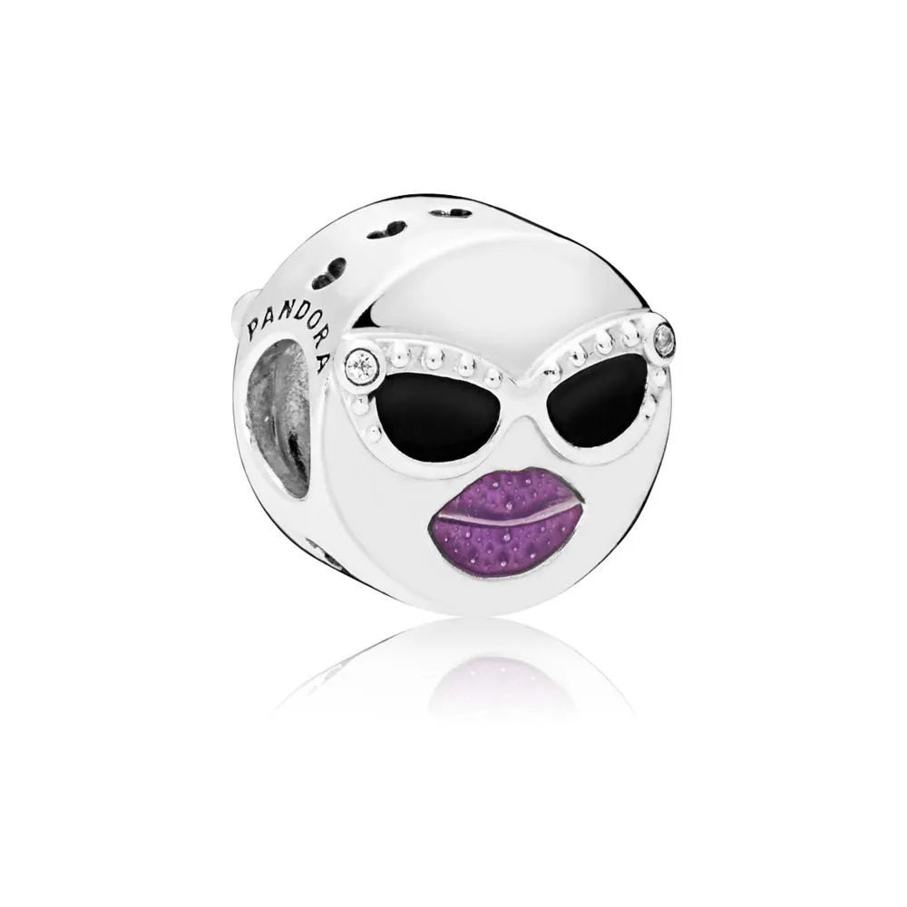 pandora stay cool charm black purple enamel clear cz 797184cz