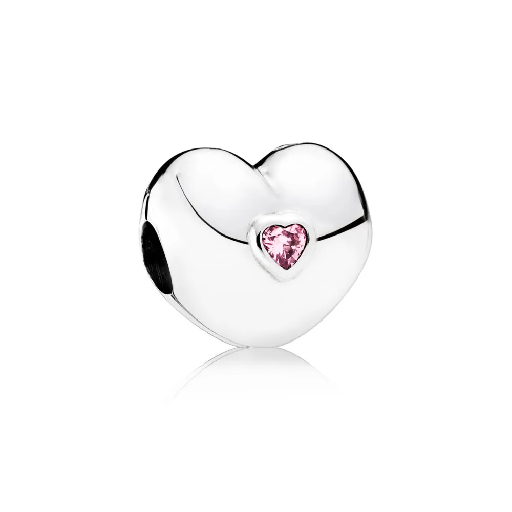 pandora steady heart clip pink cz 791981pcz