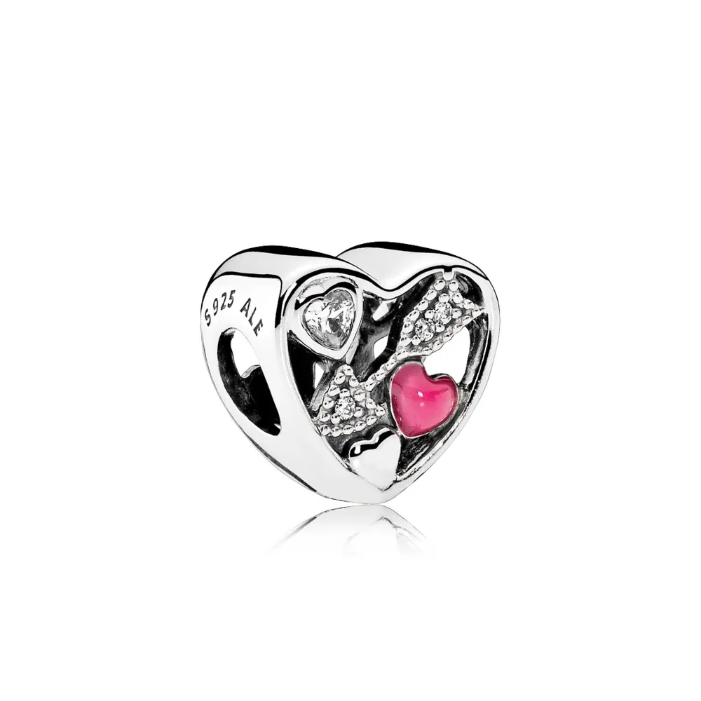 pandora struck by love charm magenta enamel clear cz 792039cz