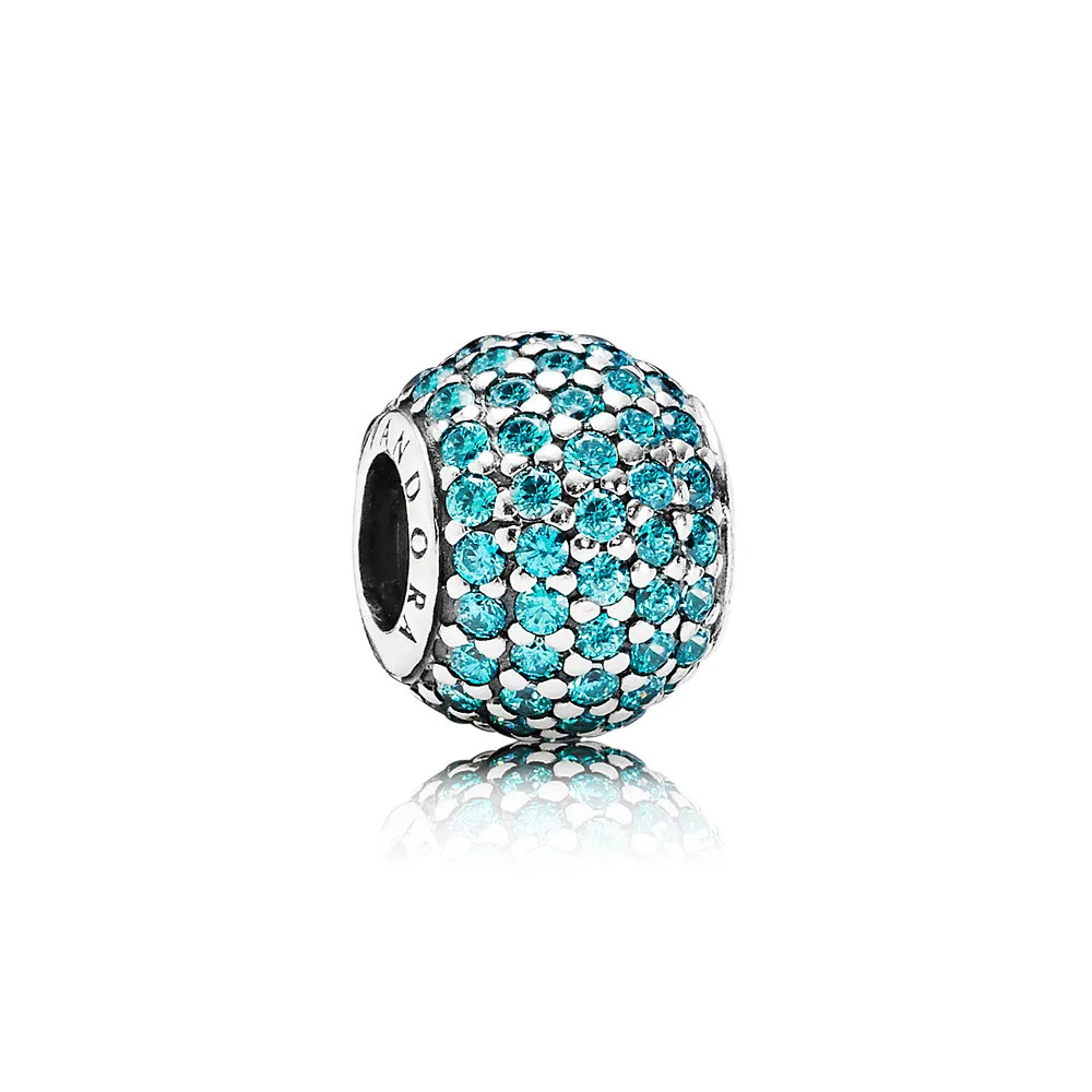 PANDORA Teal Pavé Ball Charm - 791051MCZ