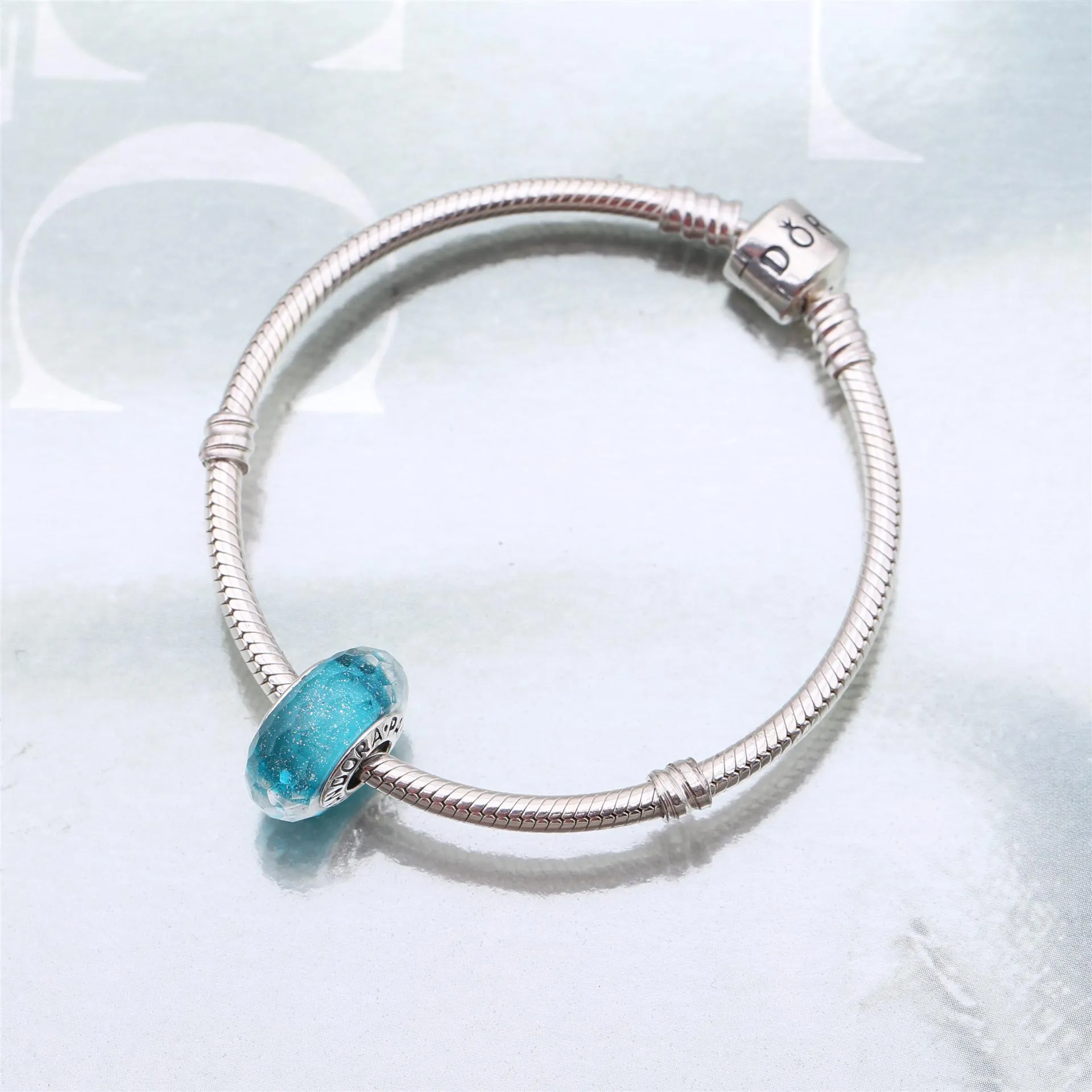 PANDORA Teal Shimmer Glass Murano Bead - 791655