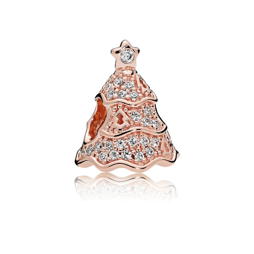 PANDORA Twinkling Christmas Tree Charm, PANDORA Rose™ & Clear CZ - 781765CZ