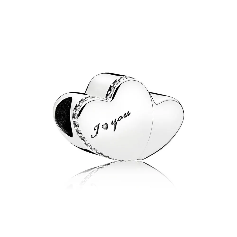 PANDORA Two Hearts Charm, Clear CZ - 796560CZ