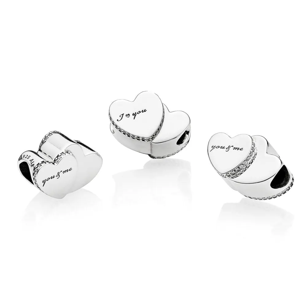 PANDORA Two Hearts Charm, Clear CZ - 796560CZ