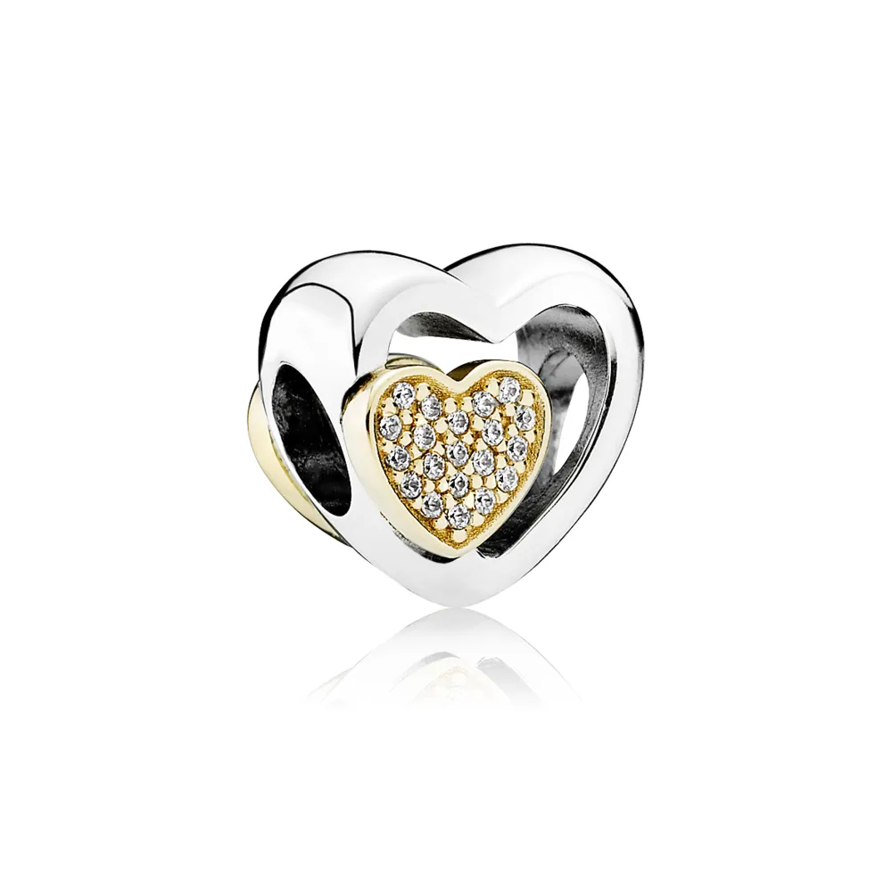 PANDORA Two Hearts In One Charm - 791806CZ