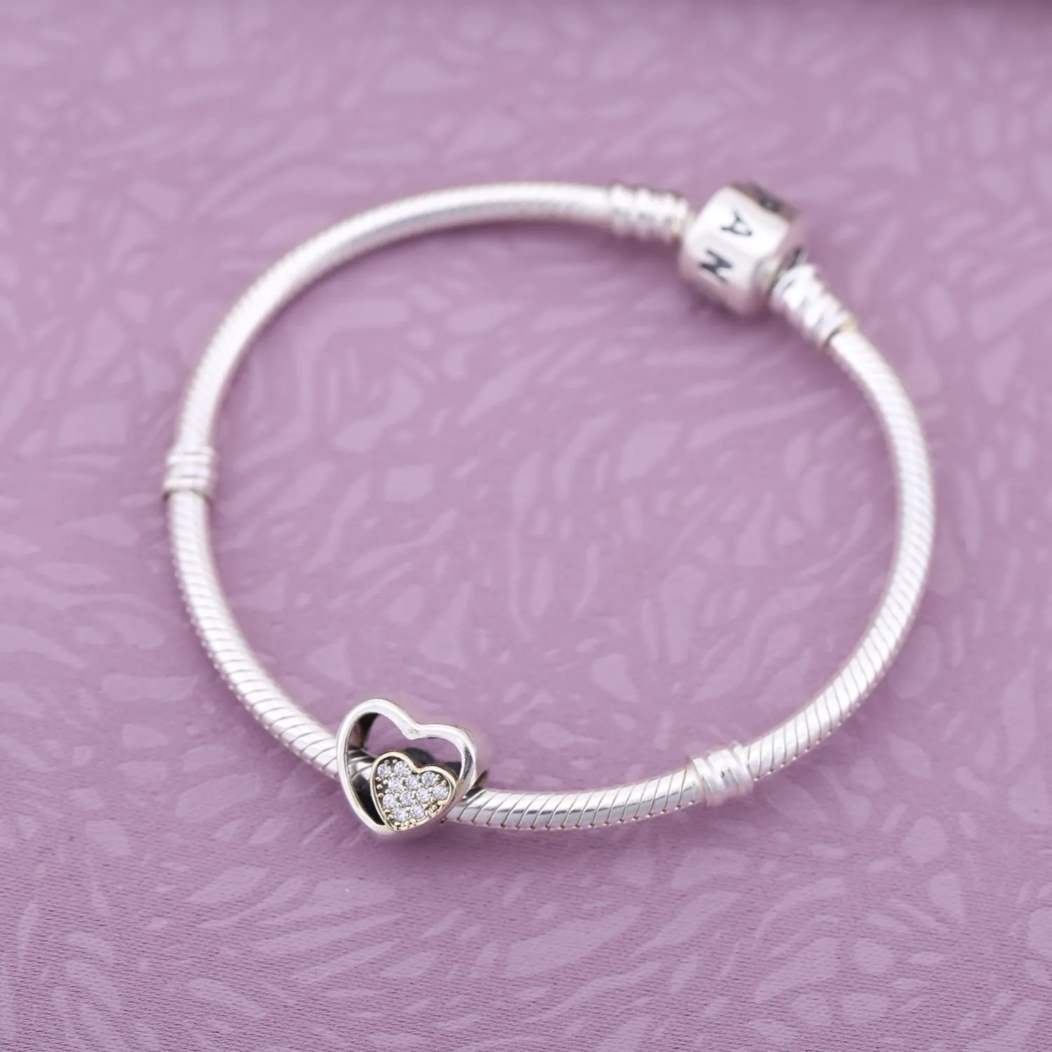 PANDORA Two Hearts In One Charm - 791806CZ