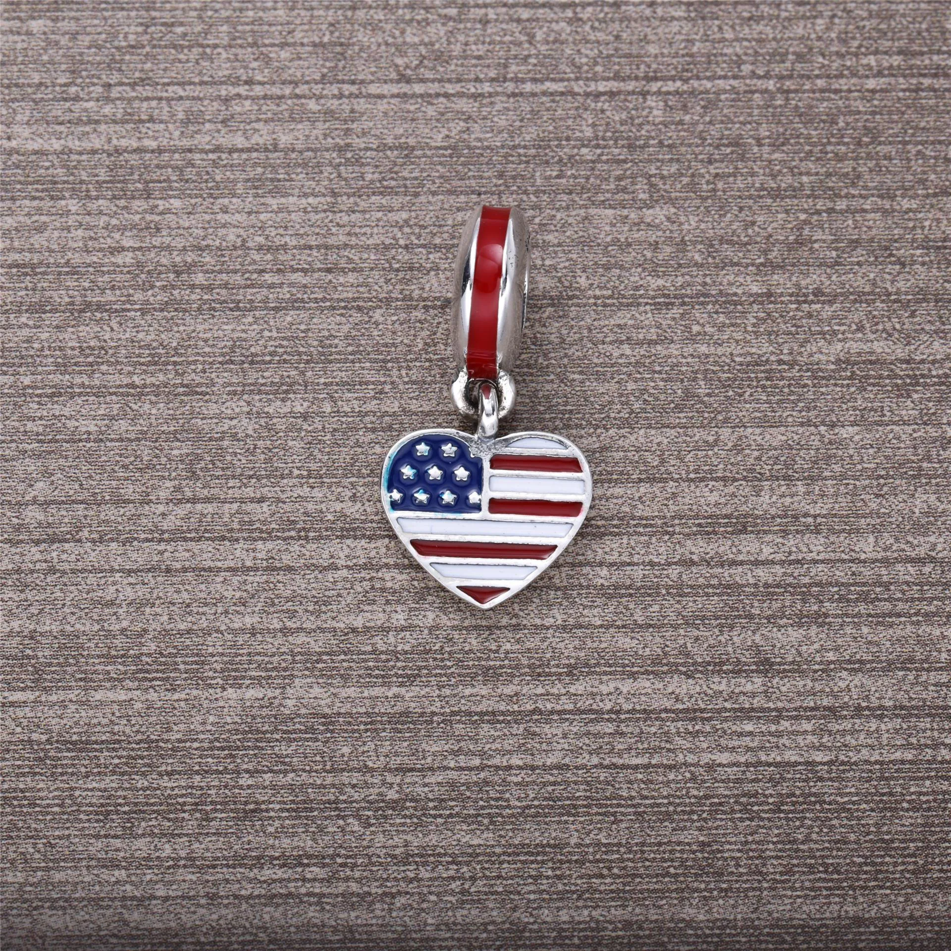 PANDORA U.S. Heart Flag Dangle Charm, Red, White Blue Enamel - 791548ENMX