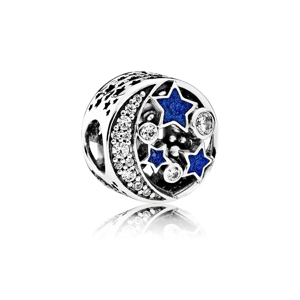 pandora vintage night sky charm shimmering midnight blue enamel clear cz 791992cz