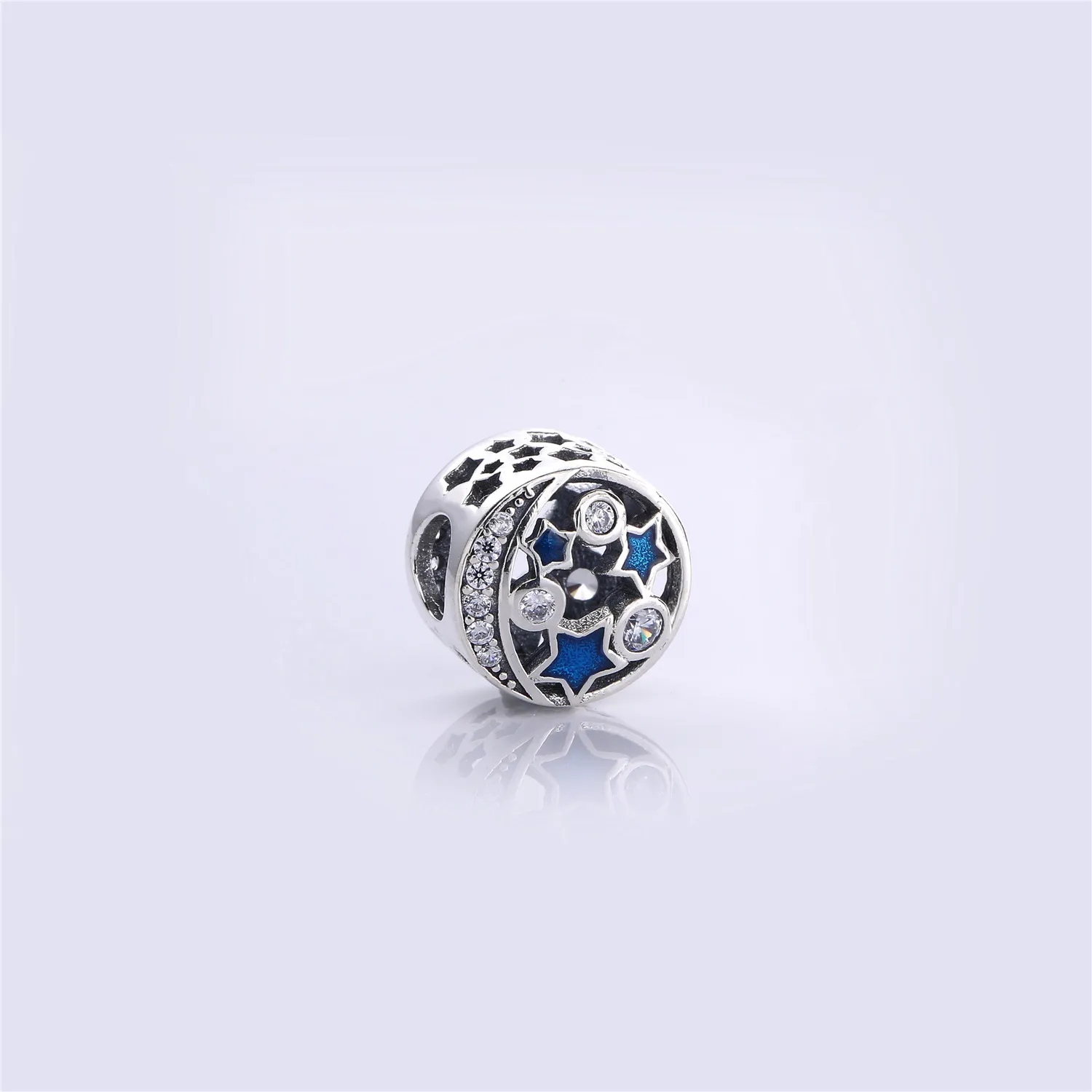 PANDORA Vintage Night Sky Charm, Shimmering Midnight Blue Enamel Clear CZ - 791992CZ