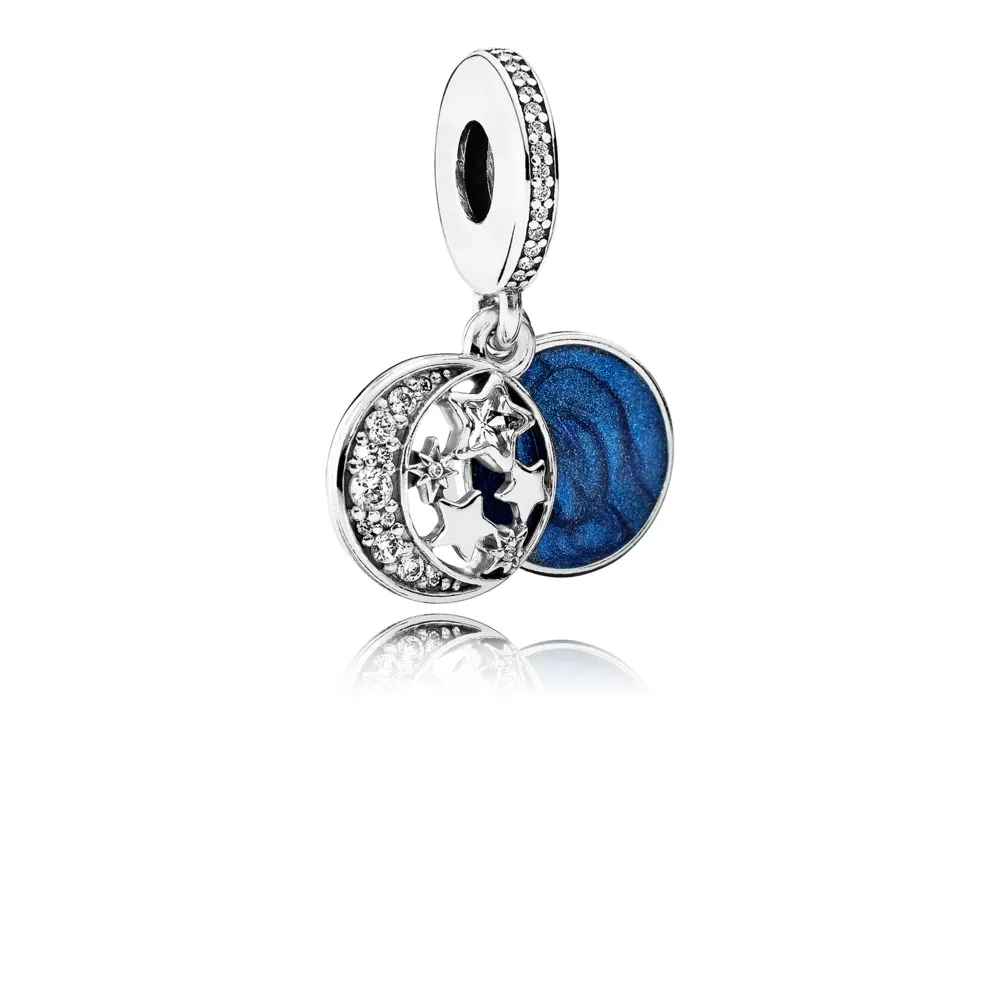 pandora vintage night sky dangle charm shimmering midnight blue enamel clear cz 791993cz