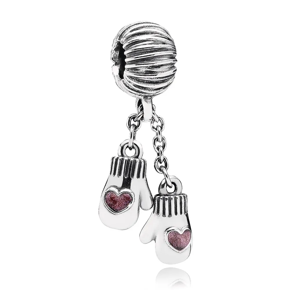 pandora winter mittens dangle charm pink enamel 791181en46