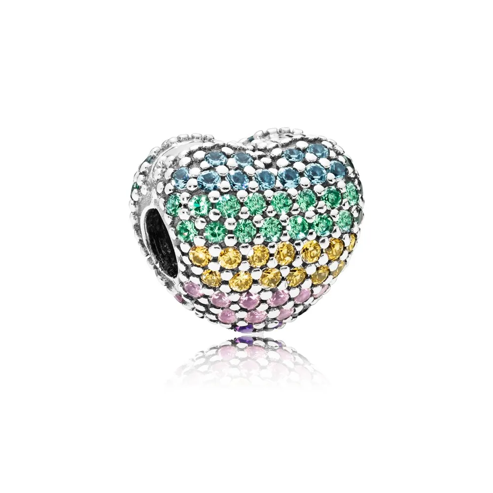 pave open my heart clip pandora multicolor cz 797221nrpmx