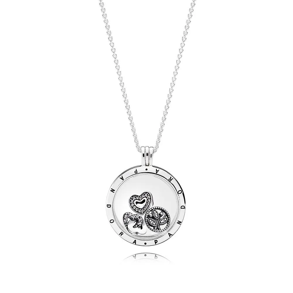 Large PANDORA floating locket and Love & Family Petites Necklace - R800064