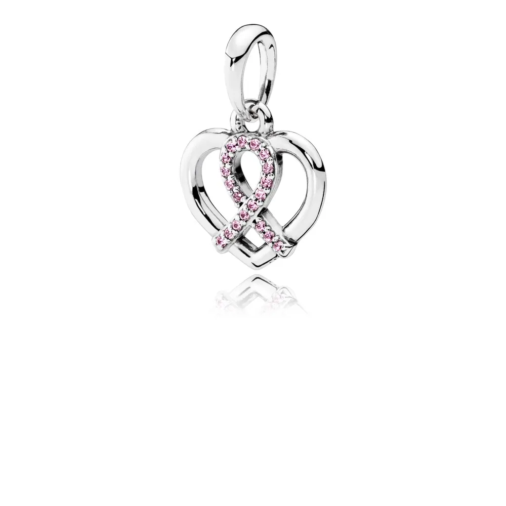 PANDORA Bca Ribbon and Heart Silver Pendant - 390390PCZ