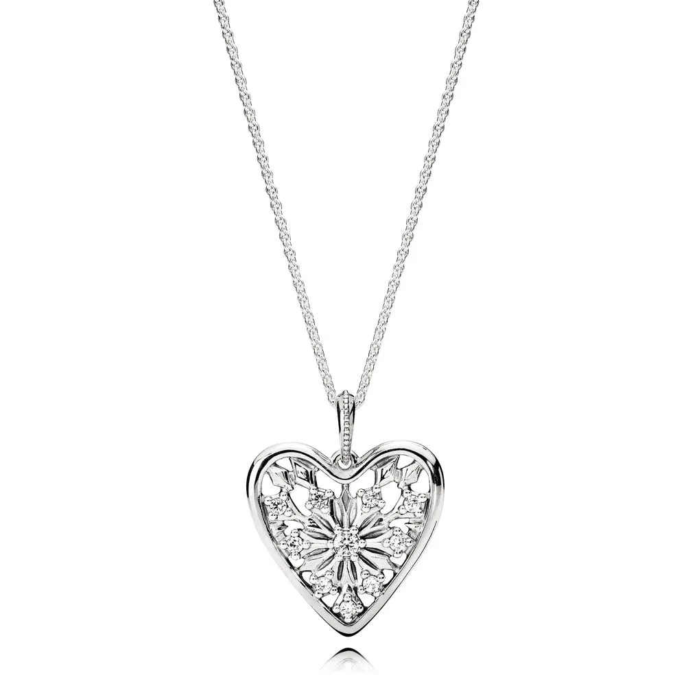 PANDORA Heart of Winter Pendant Necklace, Clear CZ - 396369CZ-80