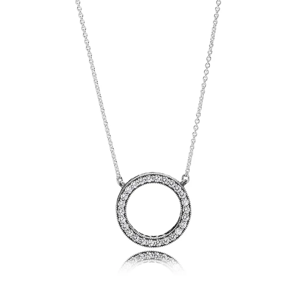 pandora hearts of pandora with clear cz pendant necklace 590514cz45