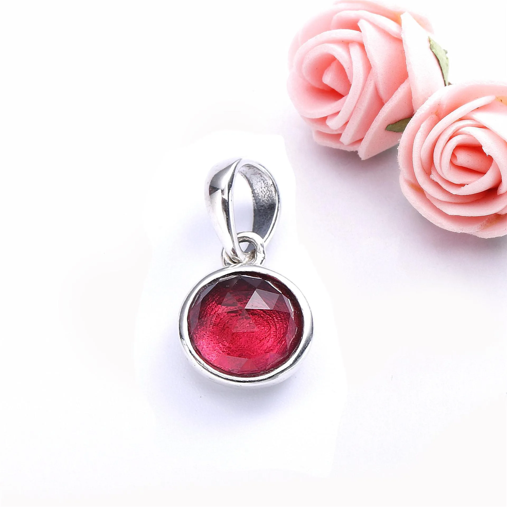 PANDORA July Droplet, Synthetic Ruby Pendant - 390396SRU