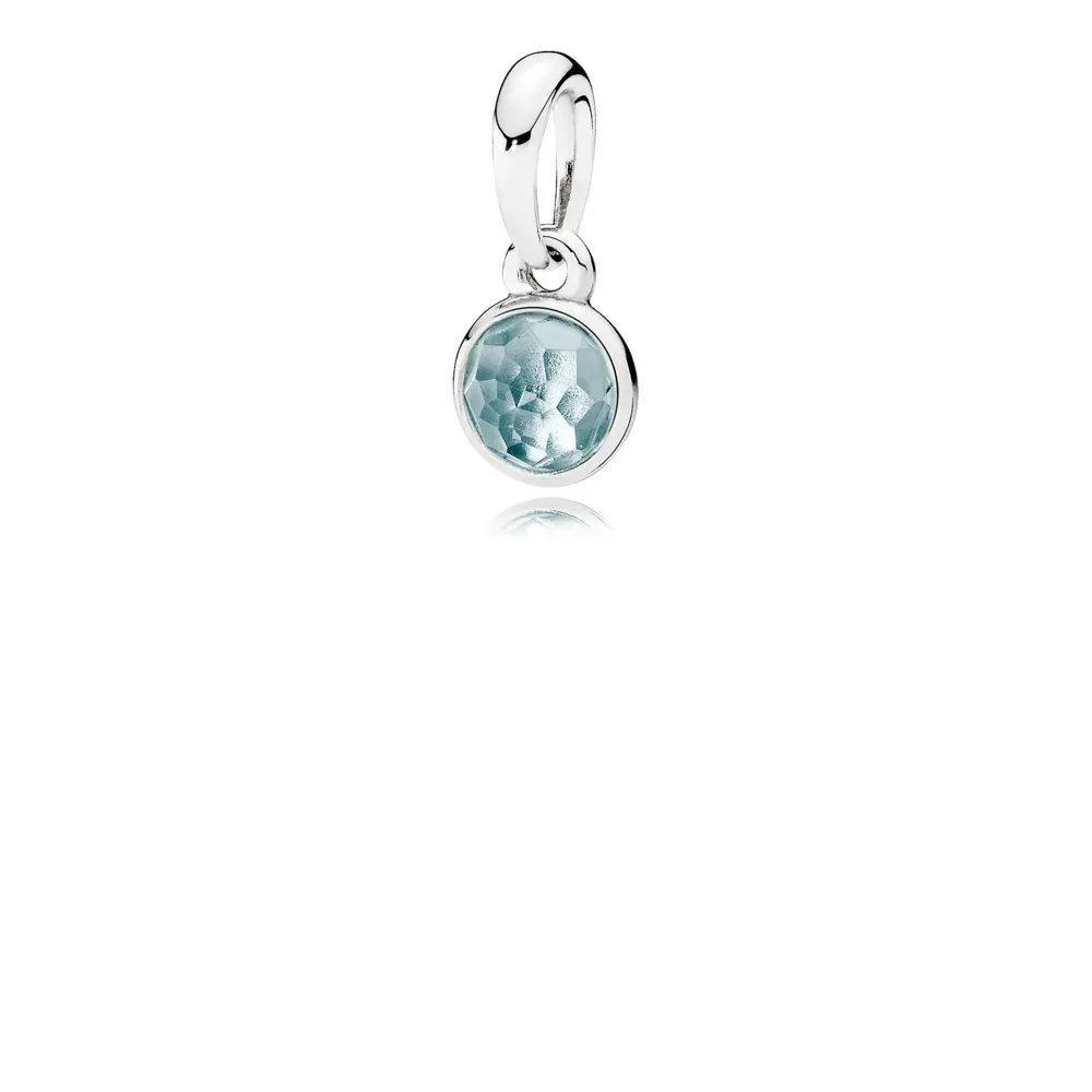 pandora march droplet aqua blue crystal pendant 390396nab