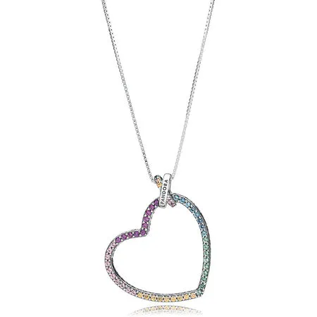 PANDORA Multi-Colored Heart Pendant Necklace - 397070NRPMX