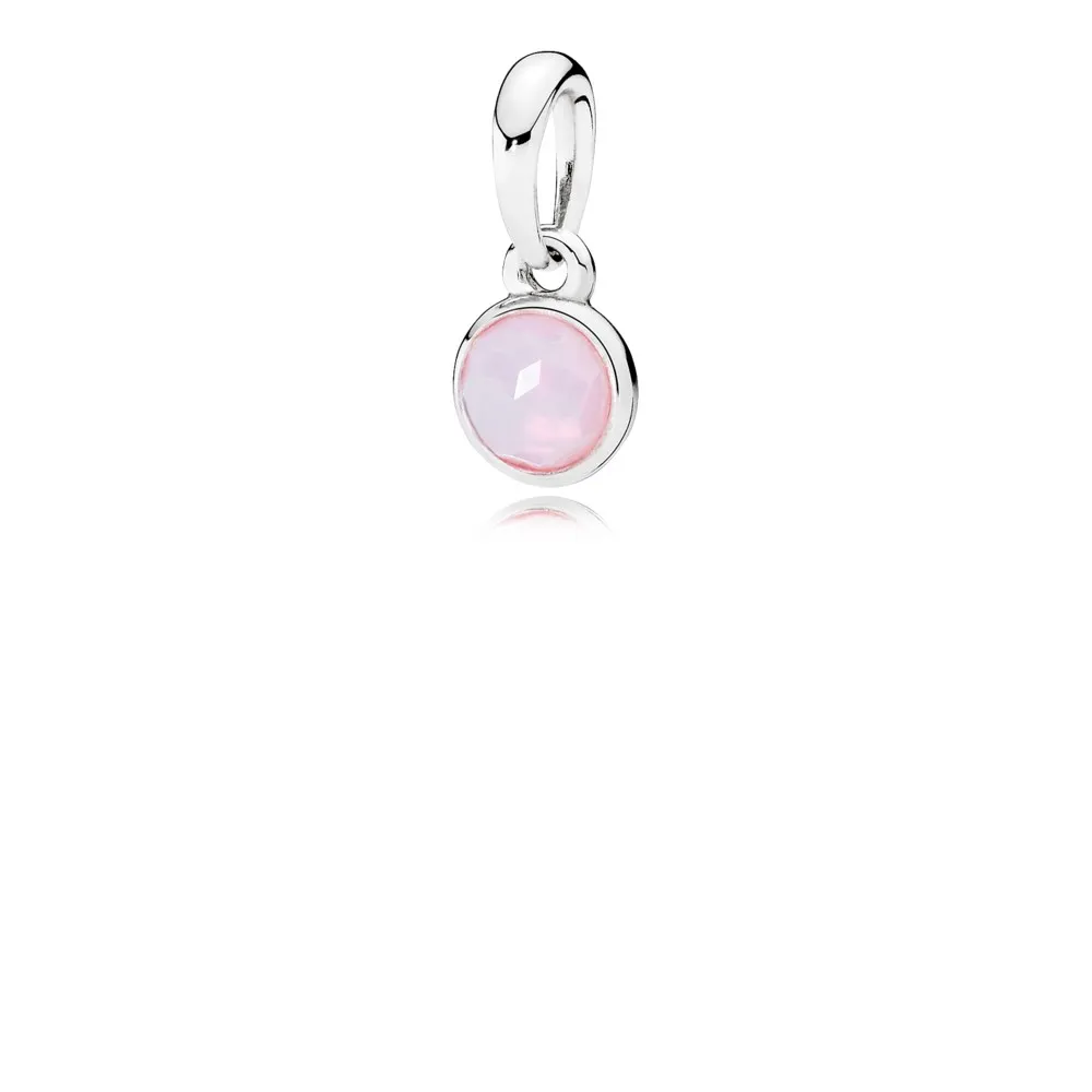 pandora october droplet opalescent pink crystal pendant 390396nop