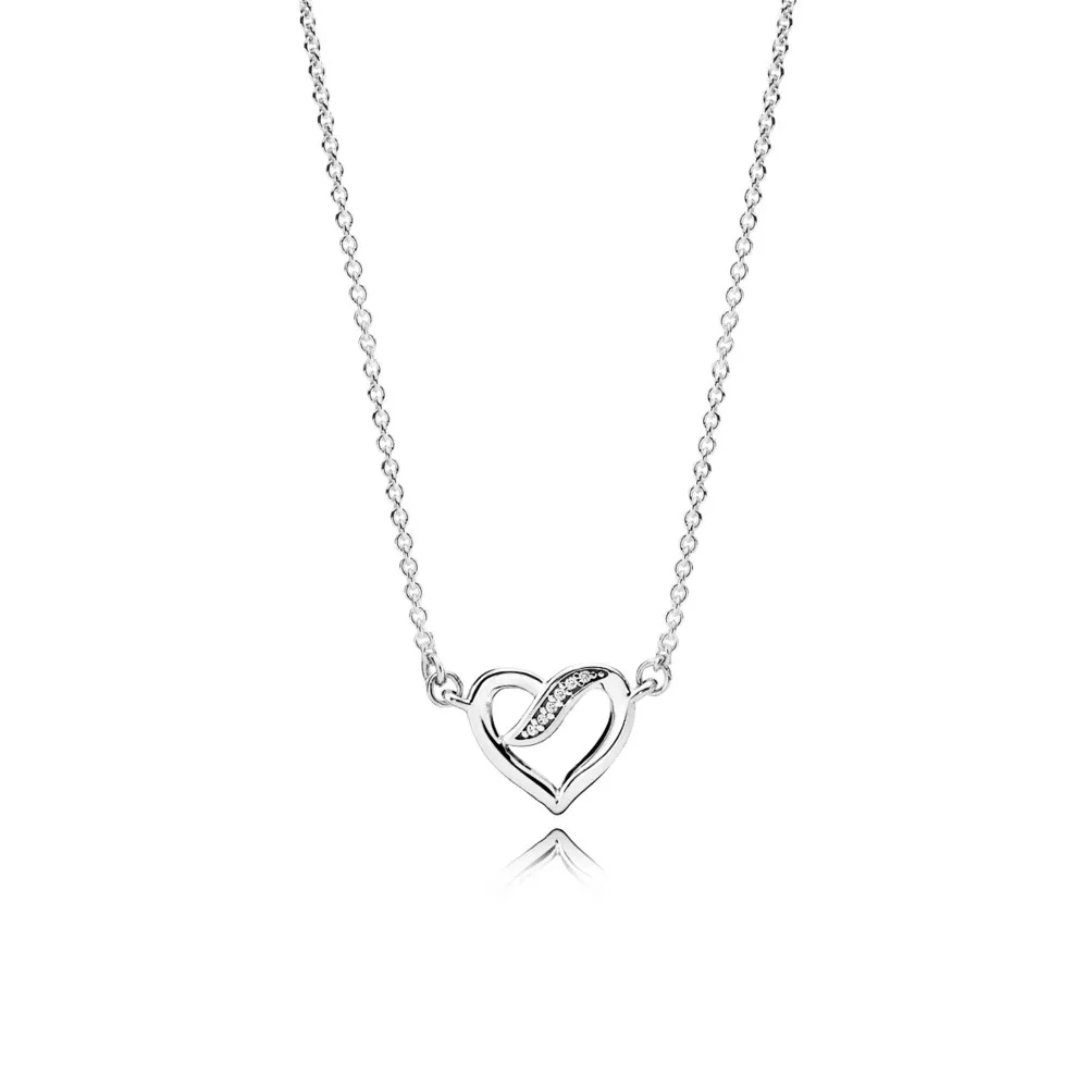 PANDORA Ribbons of Love, Clear CZ Pendant Necklace - 590535CZ-45