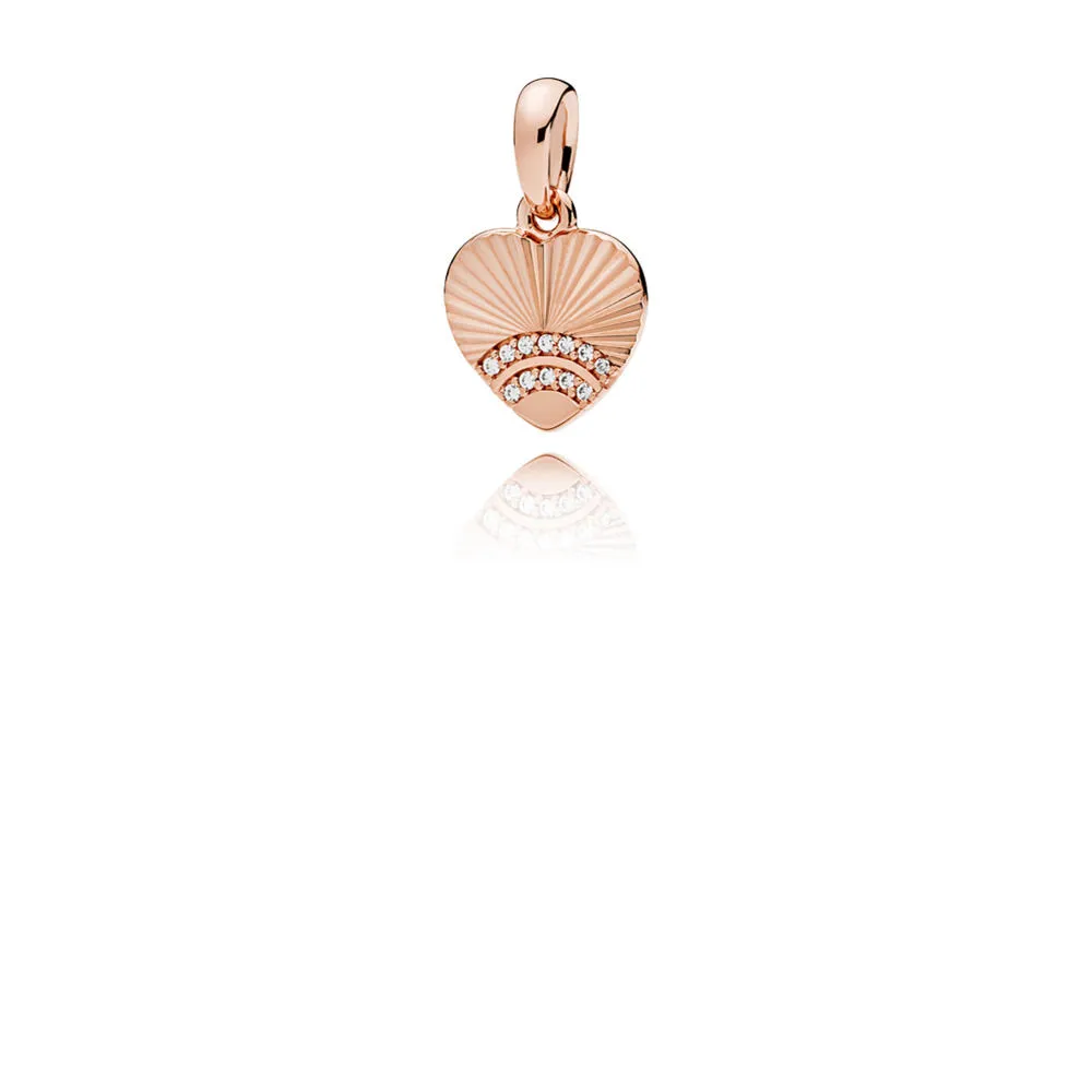 pandora rose gold fan of love pendant clear cz 387286cz