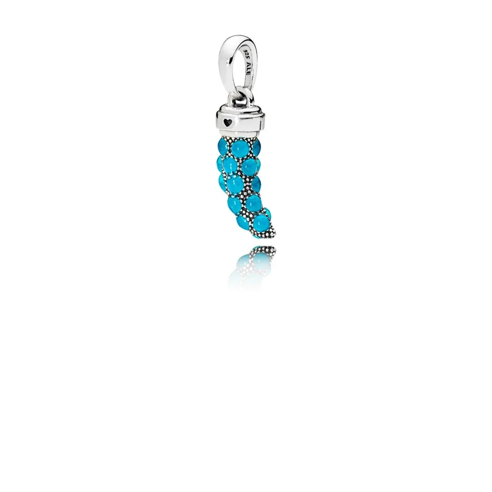 pandora turquoise italian horn pendant turquoise enamel 397203en168