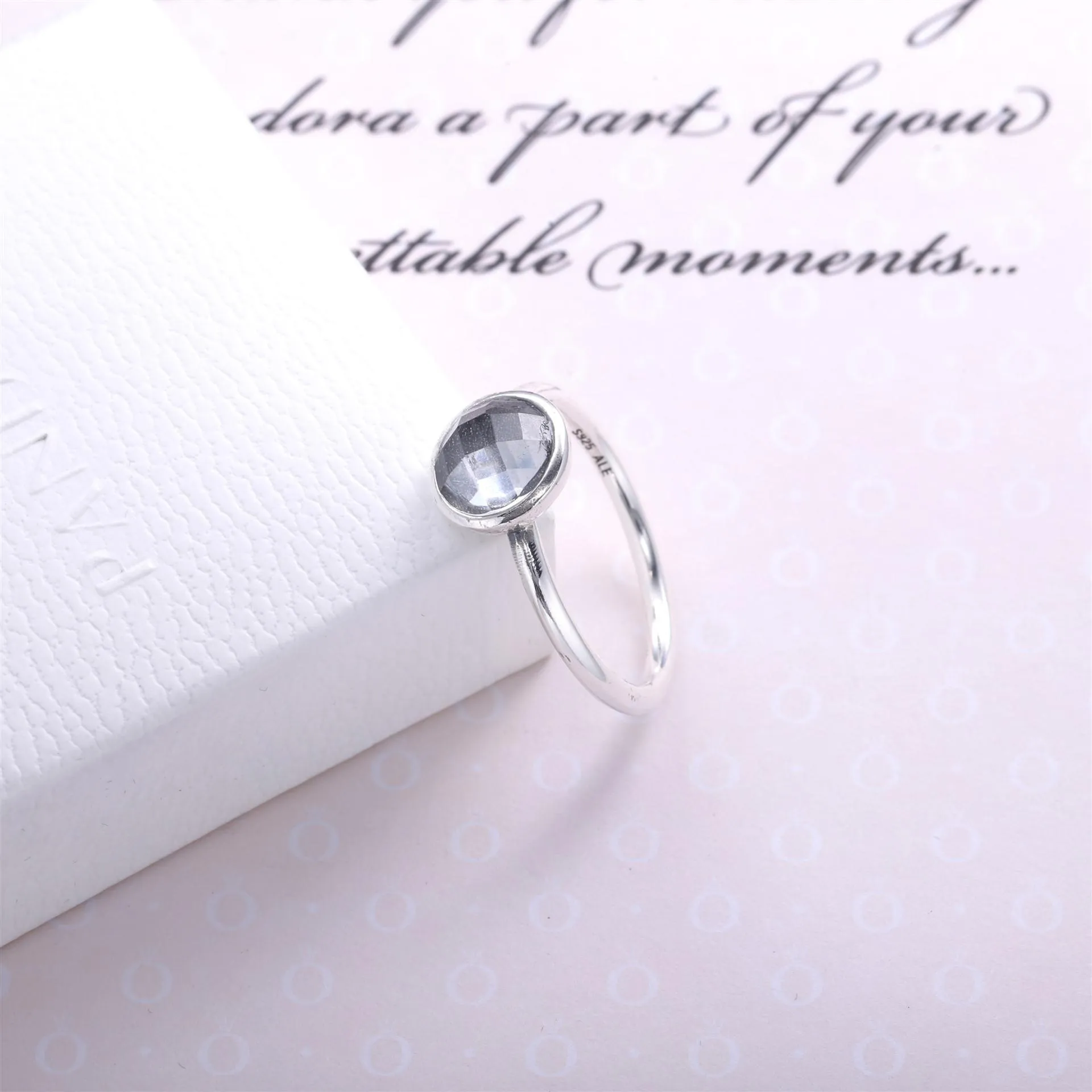 PANDORA April Droplet Birthstone Ring - 191012RC