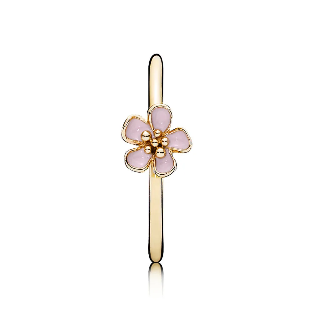 PANDORA Cherry Blossom Stackable Ring, Pink & 14K Gold Ring - 150174EN40