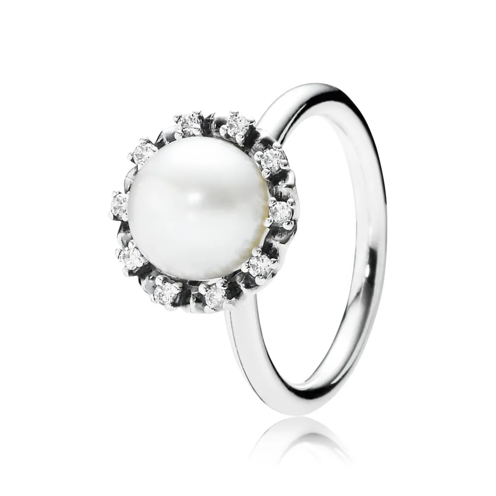 PANDORA Everlasting Grace Stackable Ring, Pearl & Clear Cz - 190916P