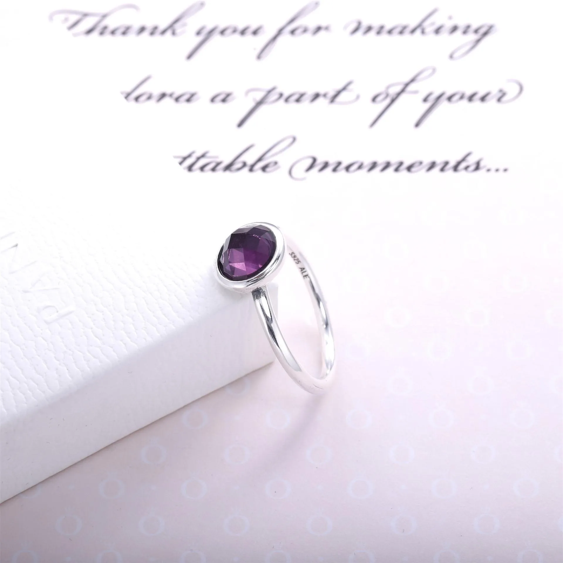 PANDORA February Droplet Birthstone Ring - 191012SAM