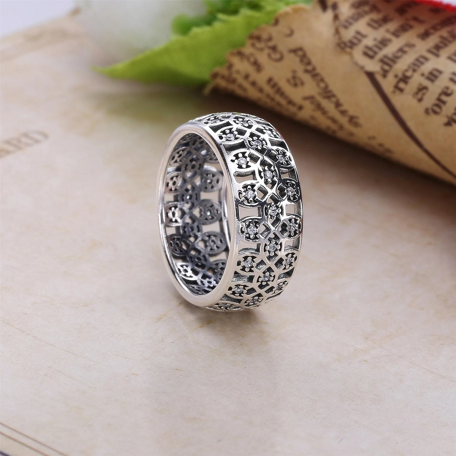 PANDORA Intricate Lattice Ring, Clear CZ - 190955CZ - Rings