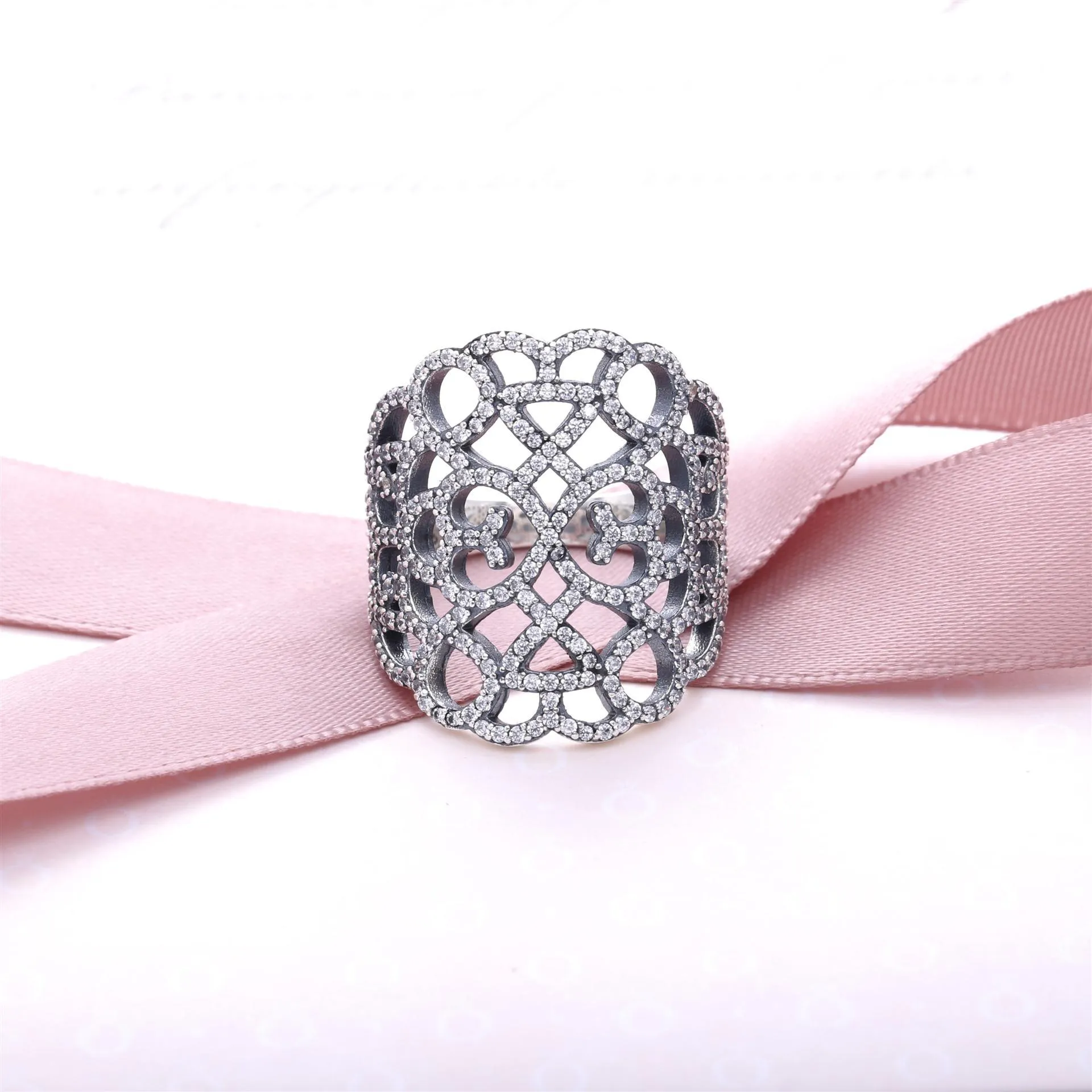 PANDORA Lace Silver Ring With Cubic Zirconia - 190907CZ