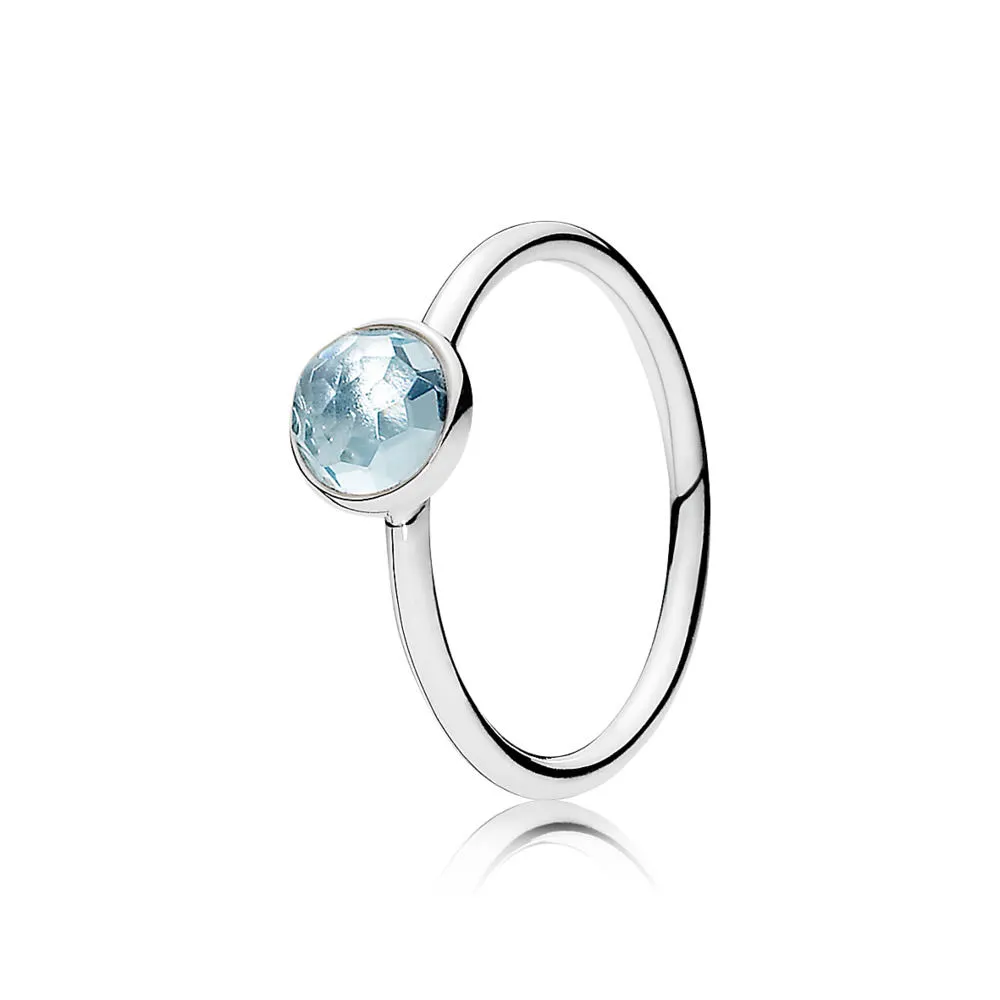 PANDORA March Droplet Birthstone Ring - 191012NAB