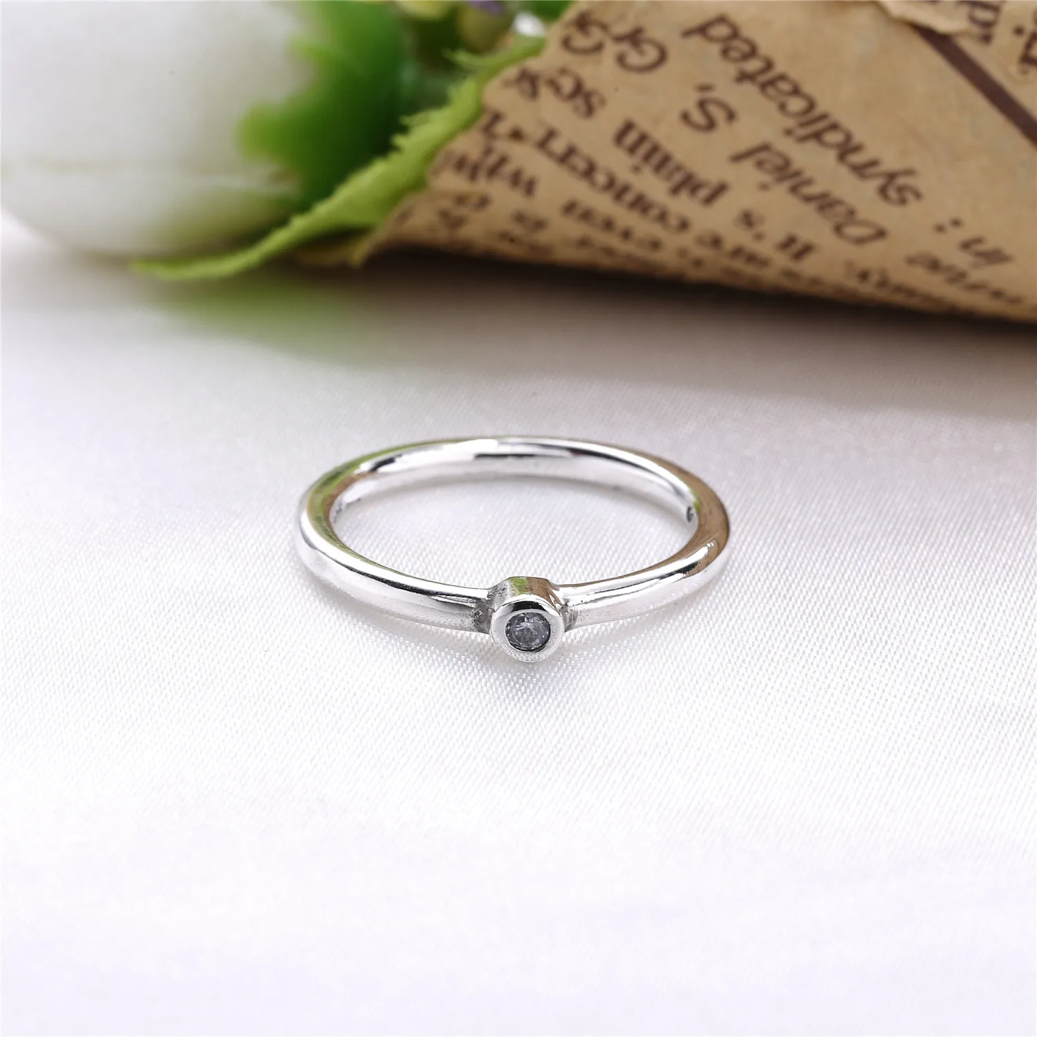 PANDORA Morning Star, Silver ring, 14k, 0.03ct TW h/vs diamond - 190213D - Rings