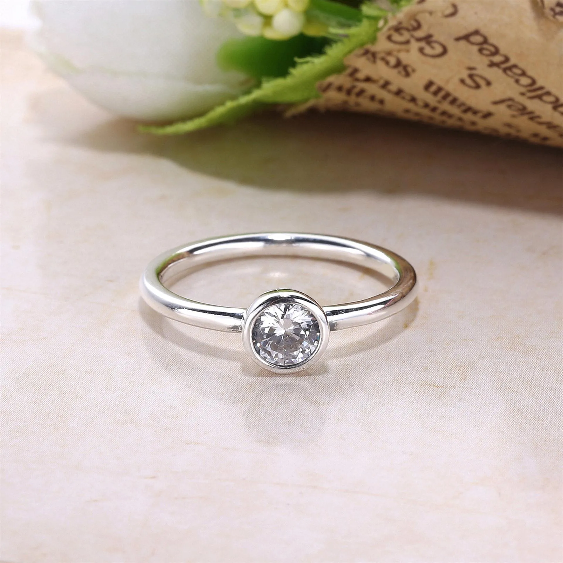 PANDORA Petite Circle Ring, Clear CZ - 191043CZA