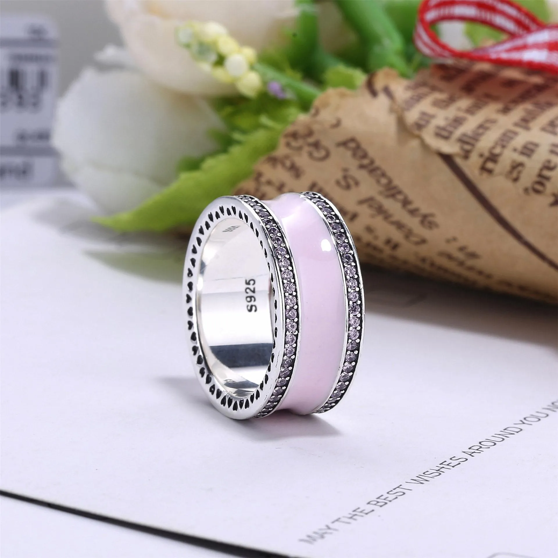 PANDORA Pink Hearts of PANDORA Band Ring - 191024EN40