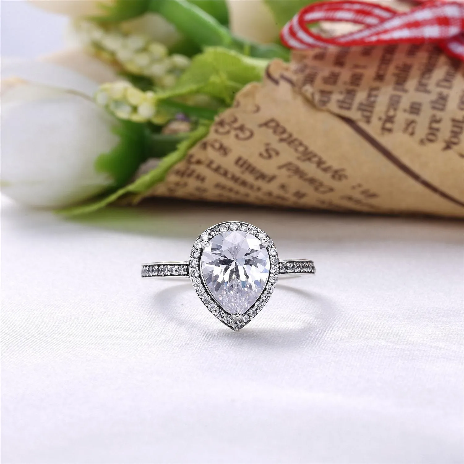 PANDORA Radiant Teardrop Clear CZ Ring - 196251CZ