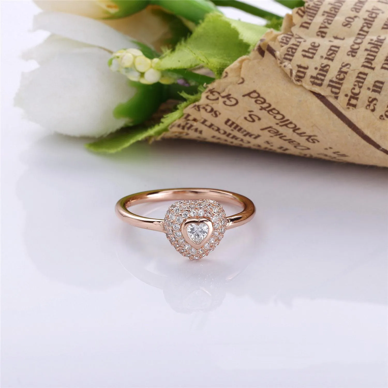 PANDORA Rose Gold Heart Ring - PY00134-1