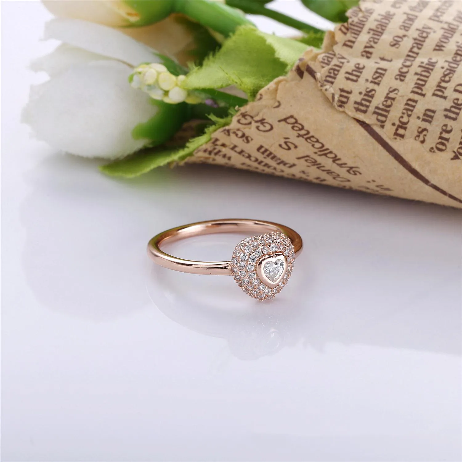 PANDORA Rose Gold Heart Ring - PY00134-1