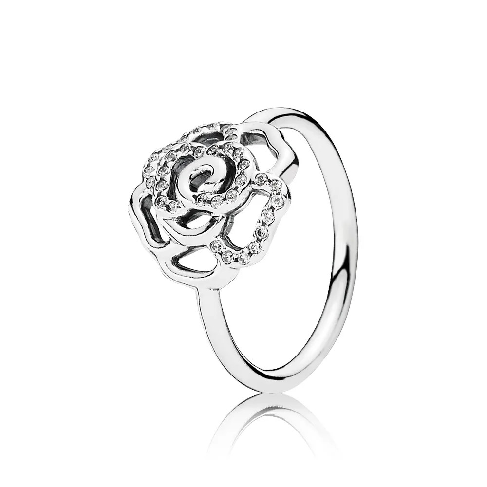 pandora shimmering delicate rose ring clear cz 190949cz