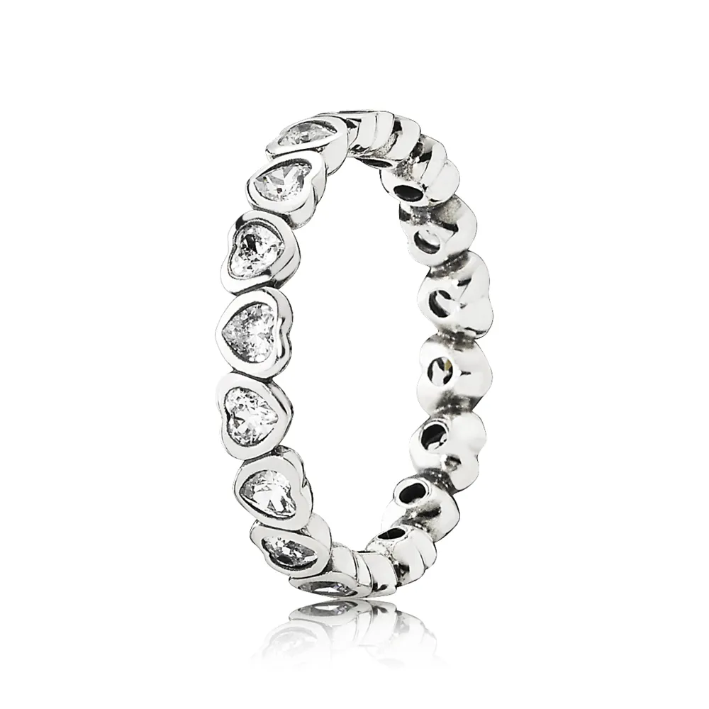 pandora sparkling heart stacking ring 190897cz