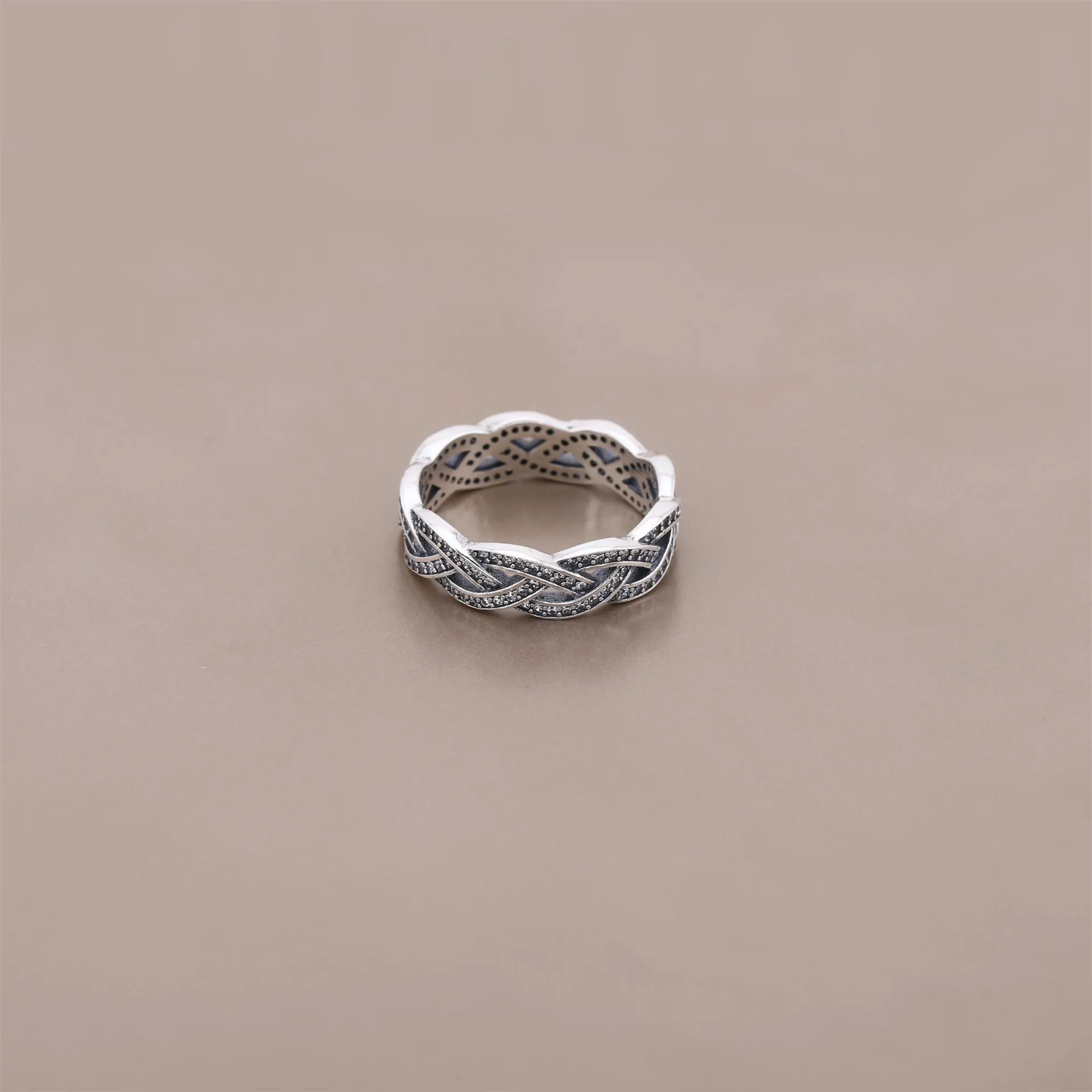 PANDORA Sparkling Silver Braid Ring - 190913CZ