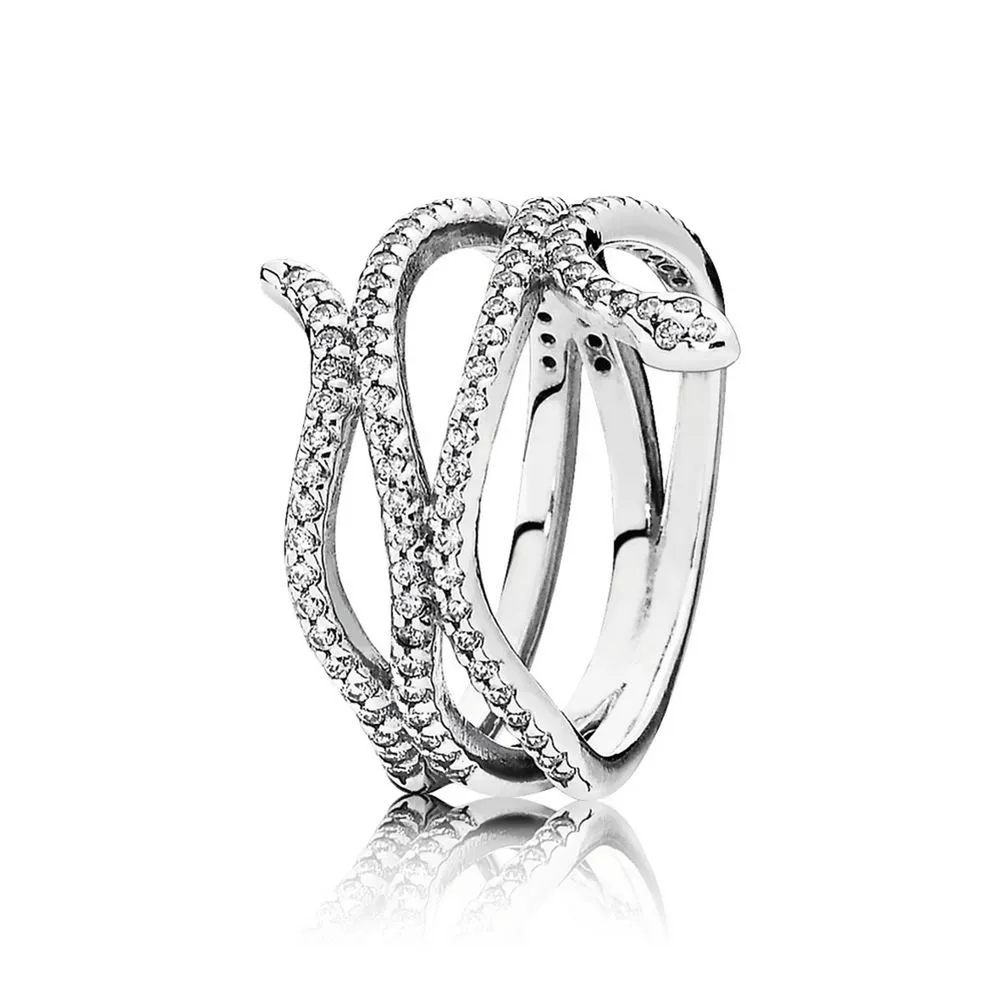 PANDORA Swirling Snake Ring, Clear CZ - 190954CZ