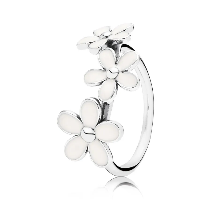 pandora triple white daisy flower ring 190900en12