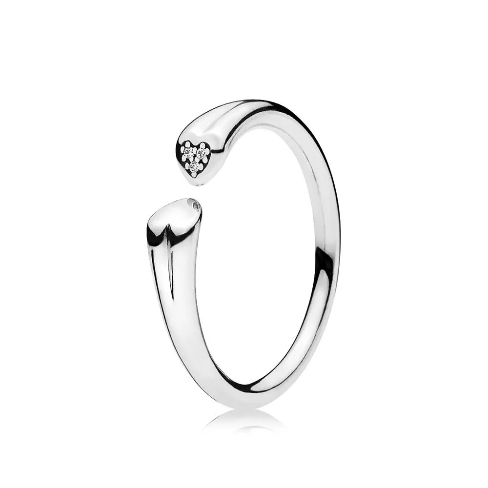 pandora two hearts ring clear cz 196572cz