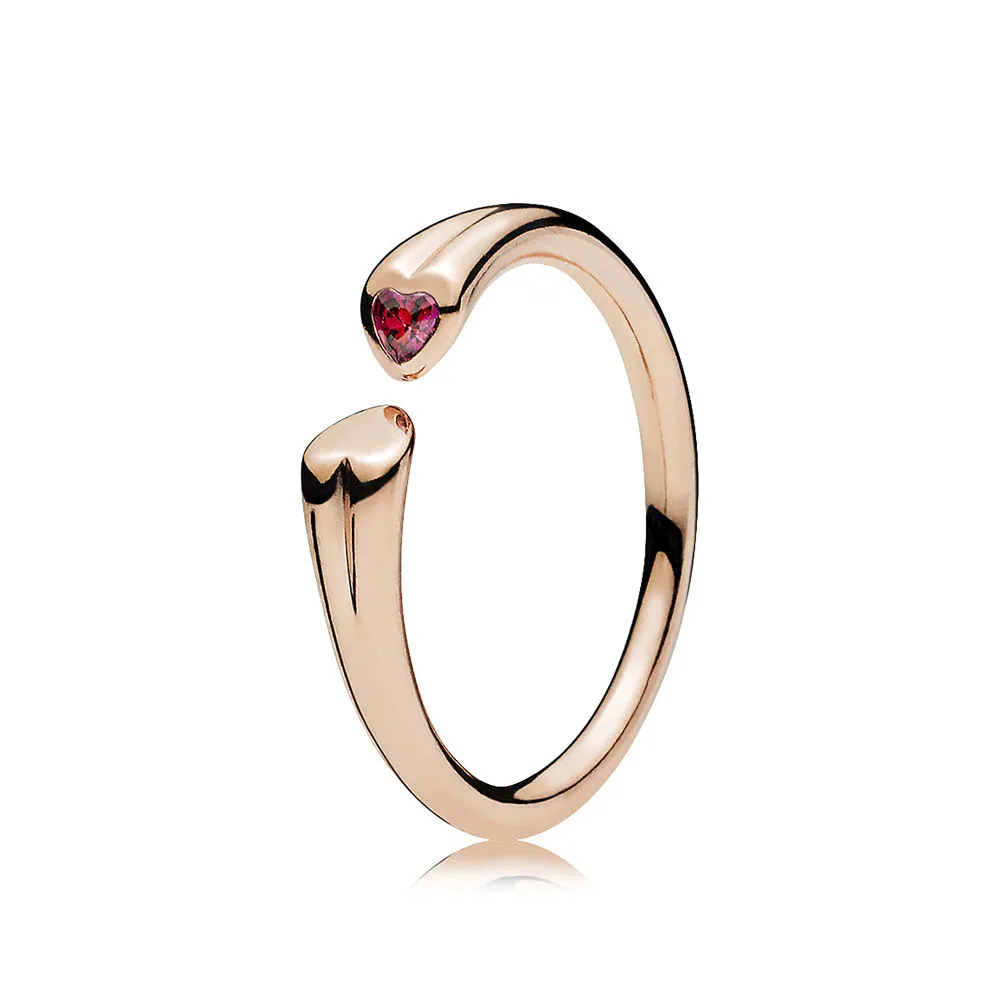 two hearts ring pandora rose™ red cz 186570czr