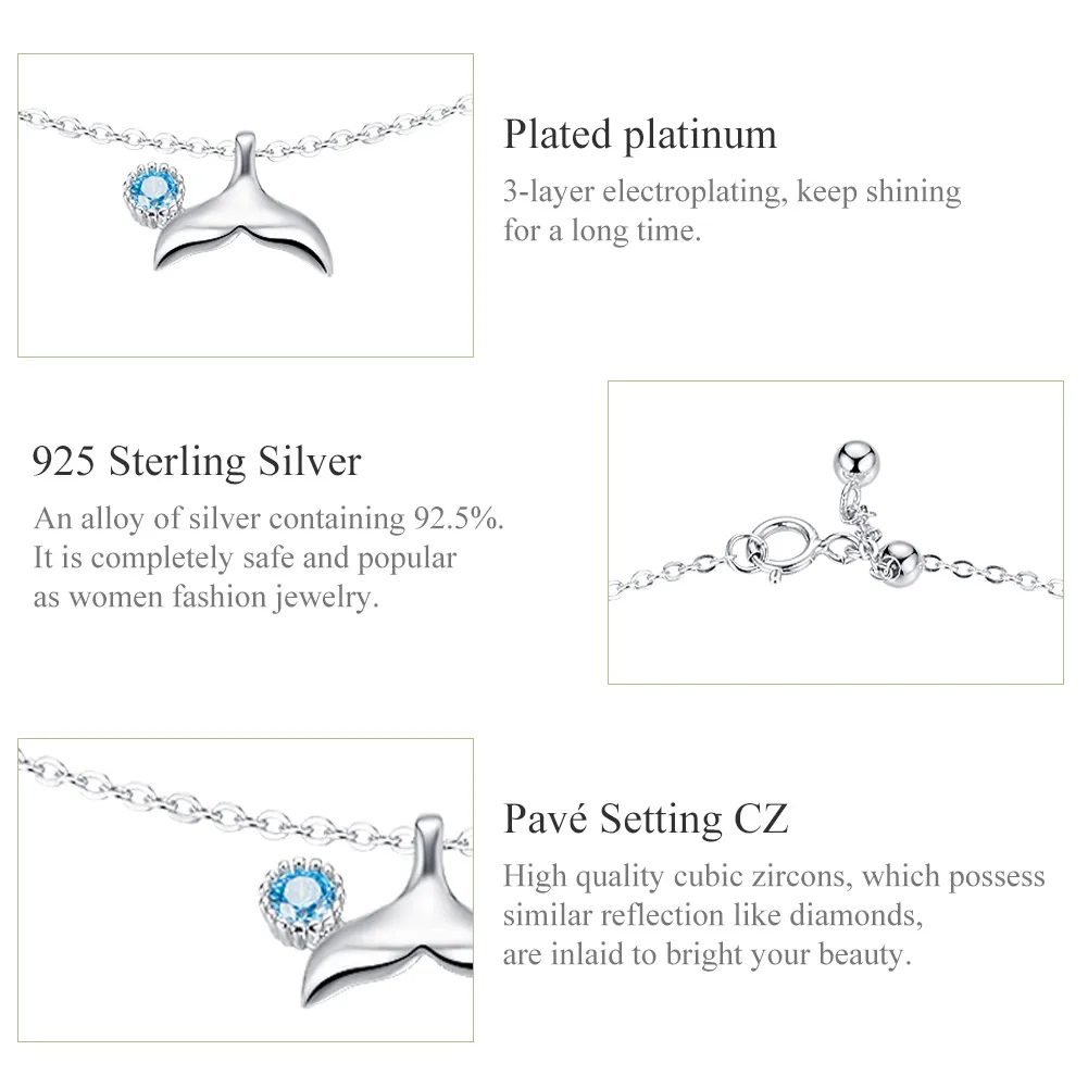 Pandora Style Silver Mermaid Tail Anklet - SCT004