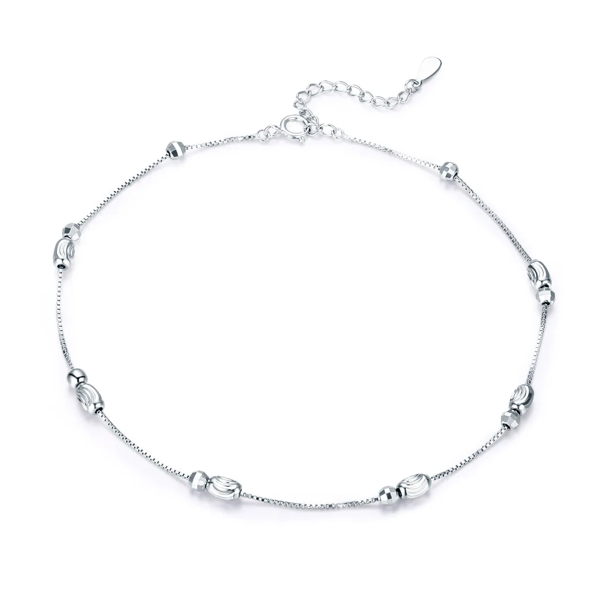 Pandora Style Silver Small Round Beads Anklet - SCT010